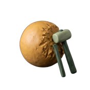 Clay chisel and mallet with half-carved orb