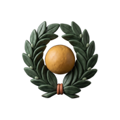 Clay laurel wreath around an orb